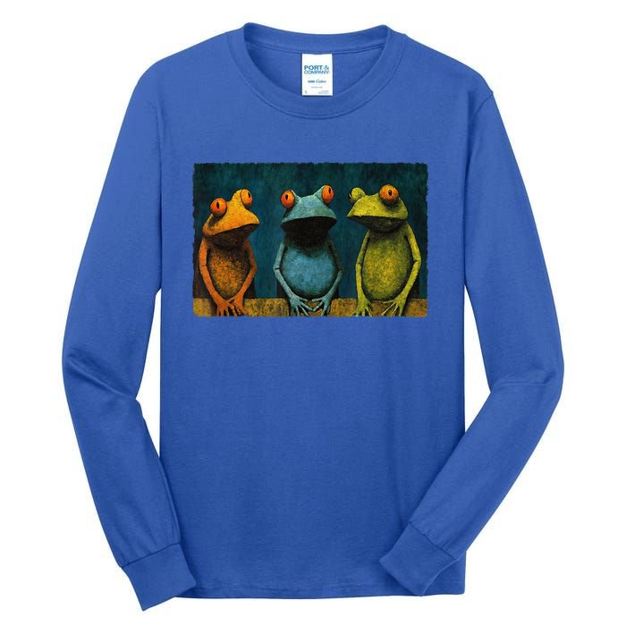 3 Cute Funny Frogs Men, Women, Frog Lovers Tall Long Sleeve T-Shirt