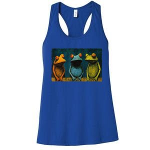 3 Cute Funny Frogs Men, Women, Frog Lovers Women's Racerback Tank