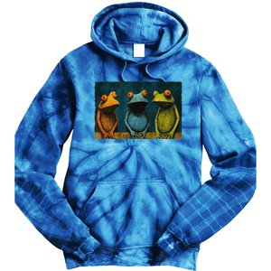 3 Cute Funny Frogs Men, Women, Frog Lovers Tie Dye Hoodie