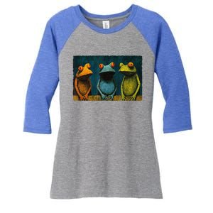 3 Cute Funny Frogs Men, Women, Frog Lovers Women's Tri-Blend 3/4-Sleeve Raglan Shirt