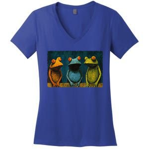 3 Cute Funny Frogs Men, Women, Frog Lovers Women's V-Neck T-Shirt