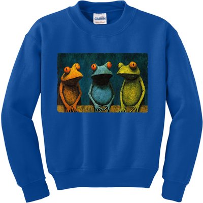 3 Cute Funny Frogs Men, Women, Frog Lovers Kids Sweatshirt