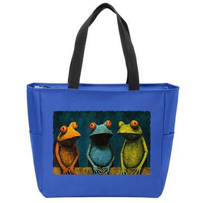 3 Cute Funny Frogs Men, Women, Frog Lovers Zip Tote Bag