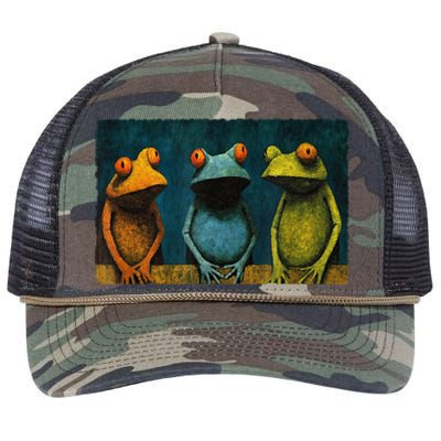 3 Cute Funny Frogs Men, Women, Frog Lovers Retro Rope Trucker Hat Cap