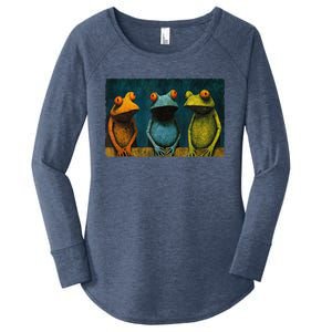 3 Cute Funny Frogs Men, Women, Frog Lovers Women's Perfect Tri Tunic Long Sleeve Shirt