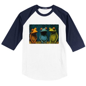 3 Cute Funny Frogs Men, Women, Frog Lovers Baseball Sleeve Shirt