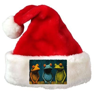 3 Cute Funny Frogs Men, Women, Frog Lovers Premium Christmas Santa Hat