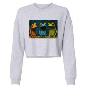 3 Cute Funny Frogs Men, Women, Frog Lovers Cropped Pullover Crew