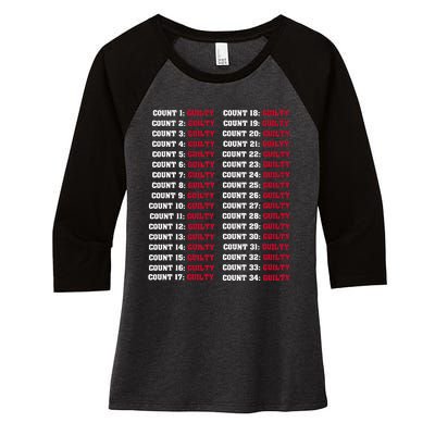 34 Counts Guilty Design Women's Tri-Blend 3/4-Sleeve Raglan Shirt