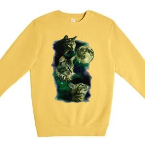 3 Cat Moon Funny Parody Premium Crewneck Sweatshirt