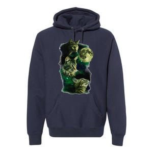 3 Cat Moon Funny Parody Premium Hoodie