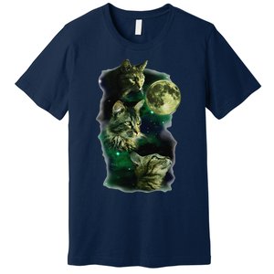 3 Cat Moon Funny Parody Premium T-Shirt