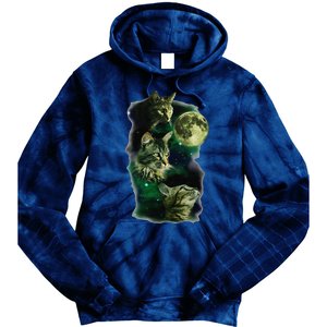 3 Cat Moon Funny Parody Tie Dye Hoodie