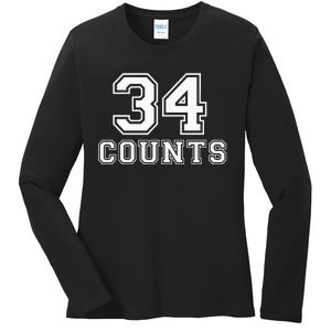 34 Counts President Donald Trump Team Biden Finally! Meme Ladies Long Sleeve Shirt