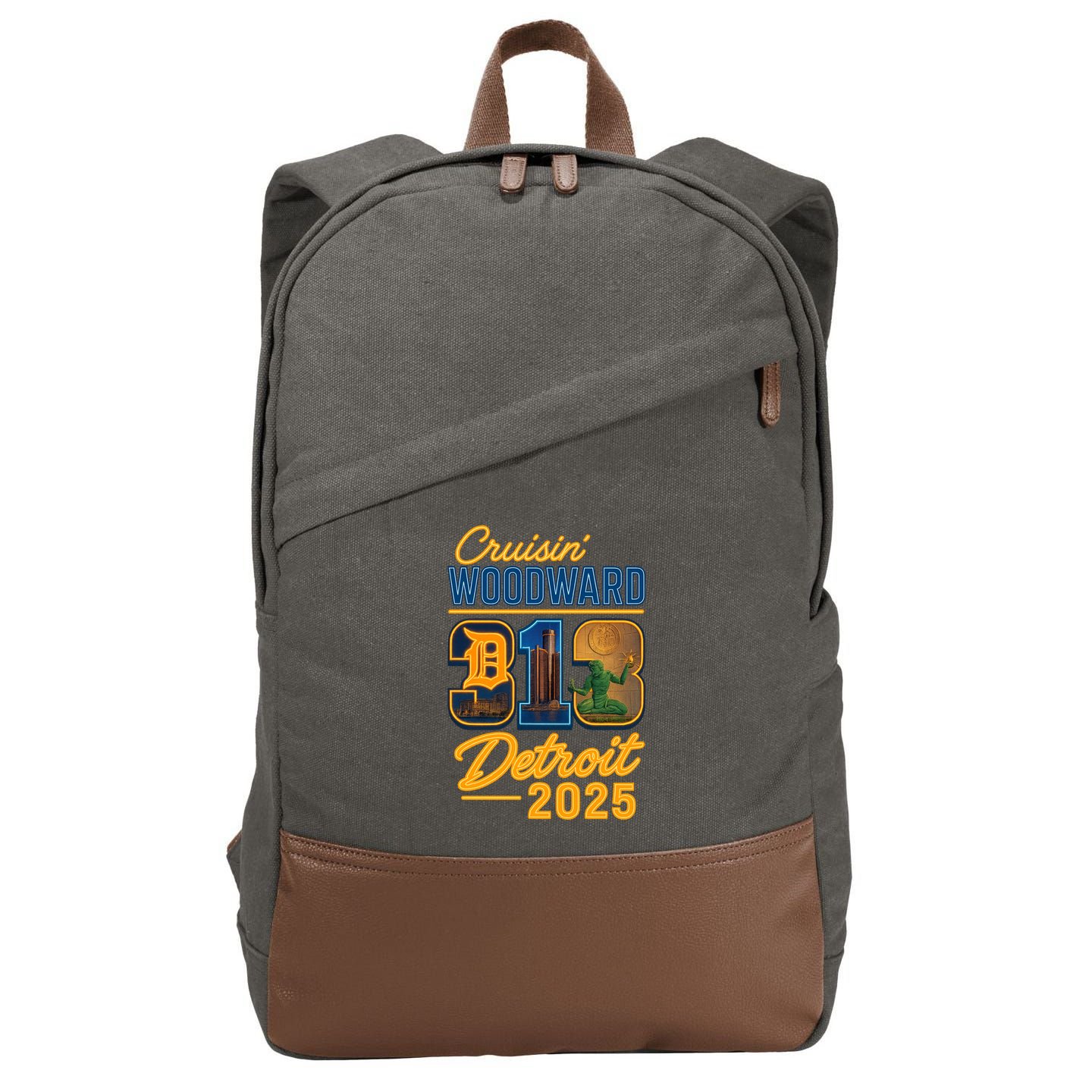313 Cruisin' Woodward Detroit M1 2025 Cotton Canvas Backpack