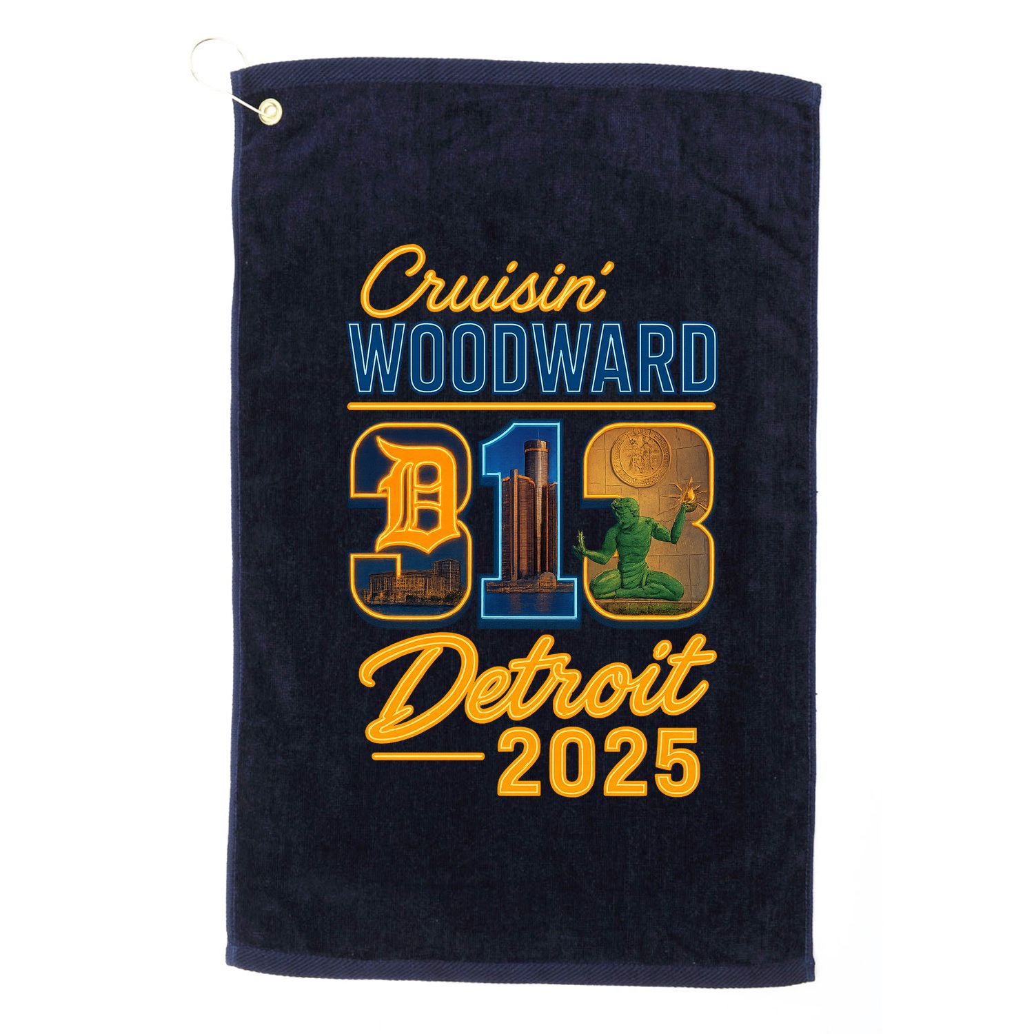 313 Cruisin' Woodward Detroit M1 2025 Golf Towel
