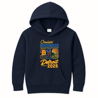 313 Cruisin' Woodward Detroit M1 2025 Kids Hoodie