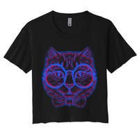 3D Trippy Cat Women's Crop Top Tee