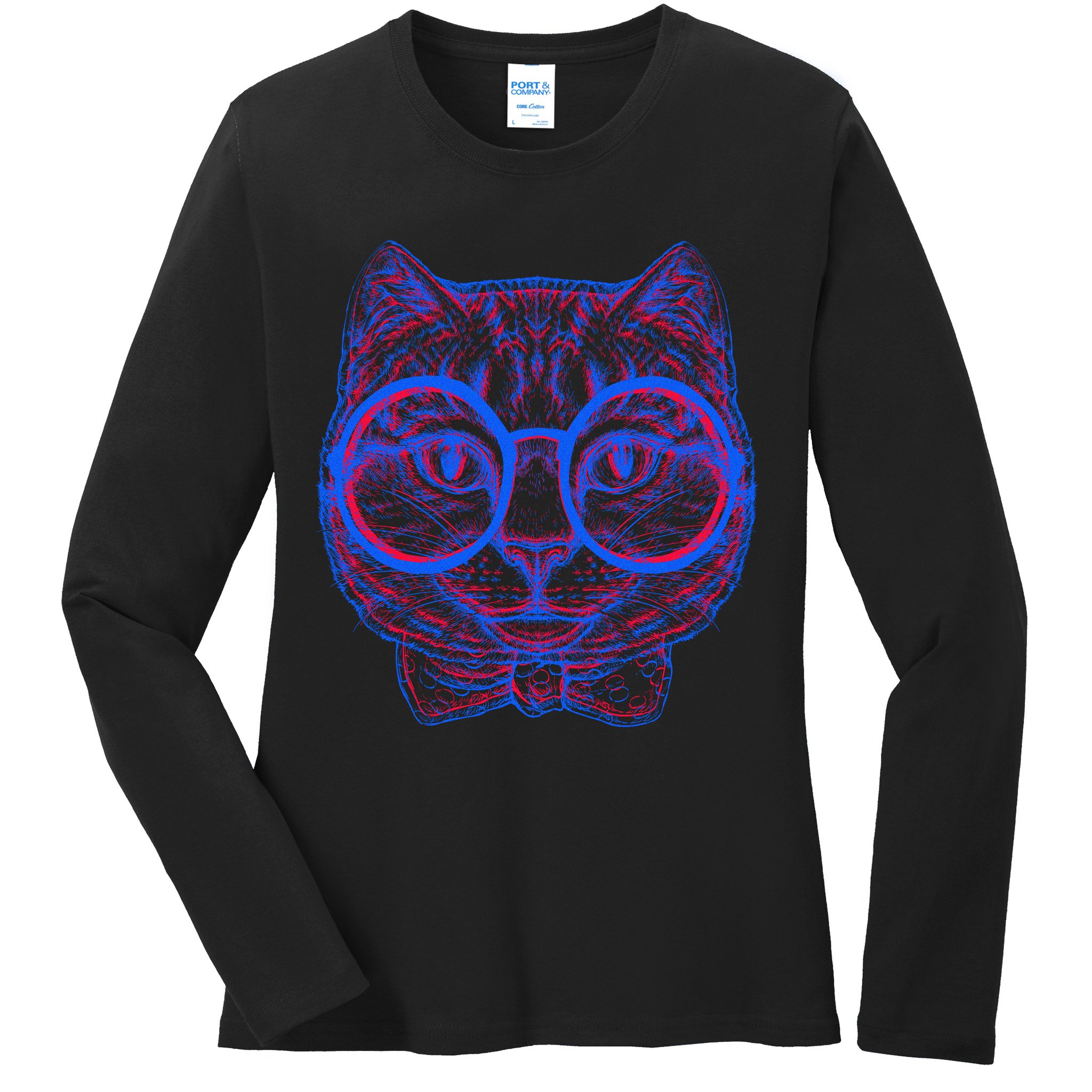 3D Trippy Cat Ladies Long Sleeve Shirt