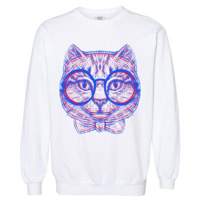 3D Trippy Cat Garment-Dyed Sweatshirt