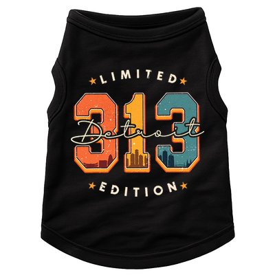 313 Detroit Area Code Skyline Doggie Tank
