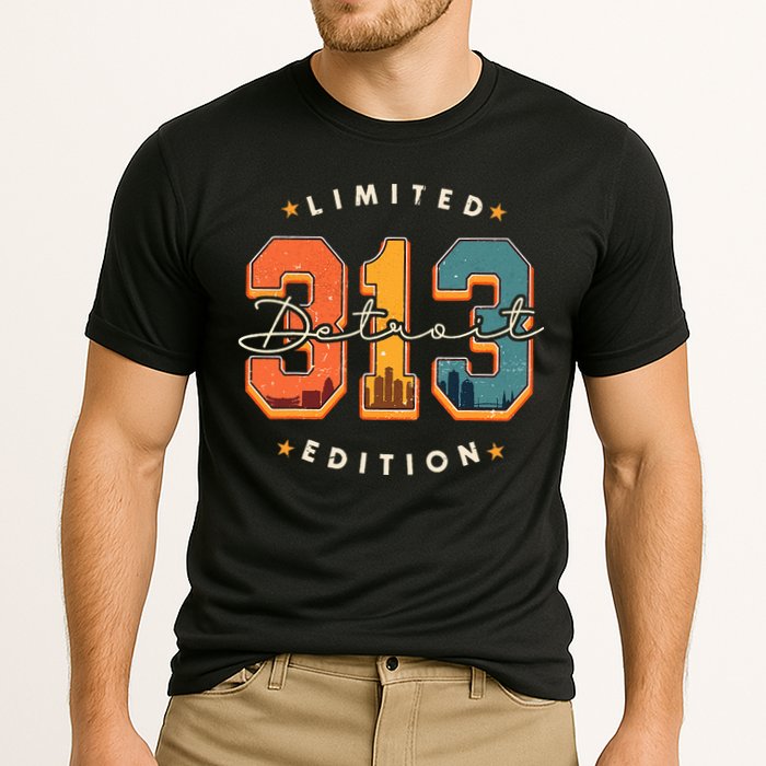 313 Detroit Area Code Skyline Performance Shirt