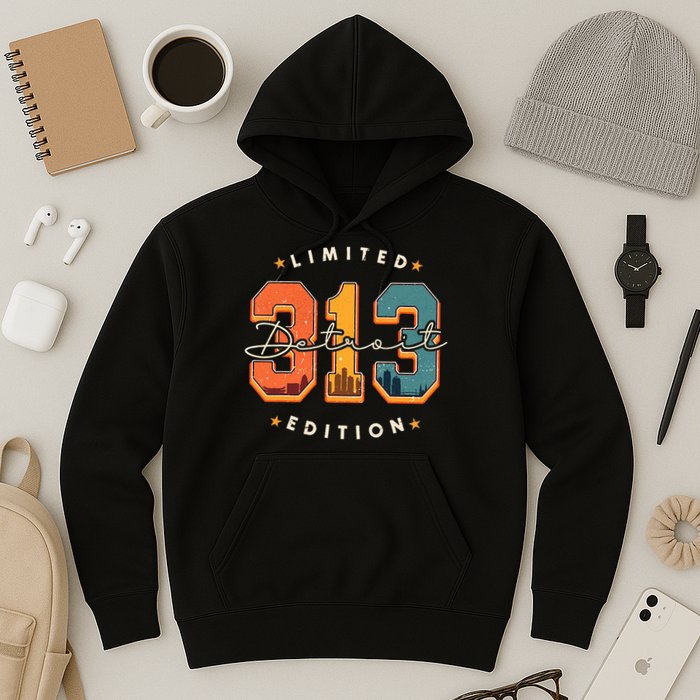 313 Detroit Area Code Skyline Hoodie