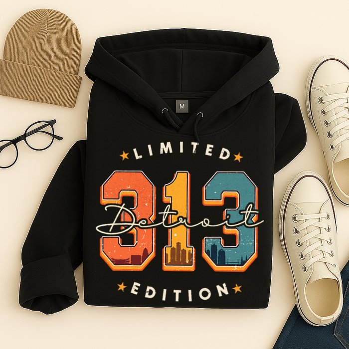 313 Detroit Area Code Skyline Hoodie
