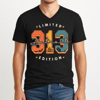 313 Detroit Area Code Skyline V-Neck T-Shirt