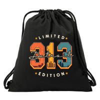 313 Detroit Area Code Skyline Drawstring Bag
