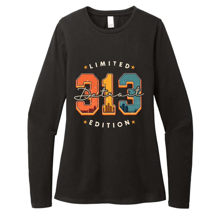 313 Detroit Area Code Skyline Womens CVC Long Sleeve Shirt