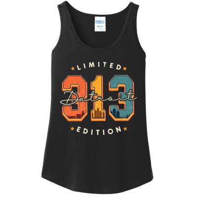 313 Detroit Area Code Skyline Ladies Essential Tank