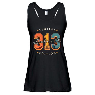 313 Detroit Area Code Skyline Ladies Essential Flowy Tank