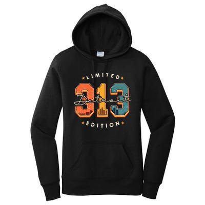 313 Detroit Area Code Skyline Women's Pullover Hoodie