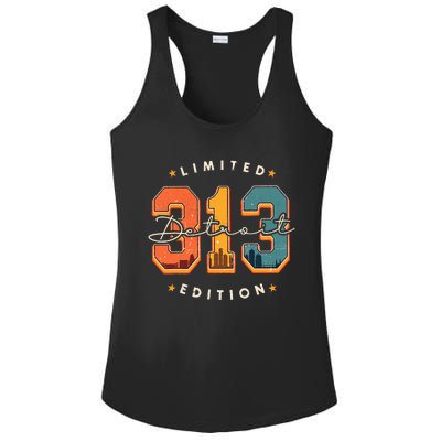 313 Detroit Area Code Skyline Ladies PosiCharge Competitor Racerback Tank