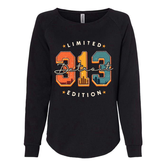 313 Detroit Area Code Skyline Womens California Wash Sweatshirt