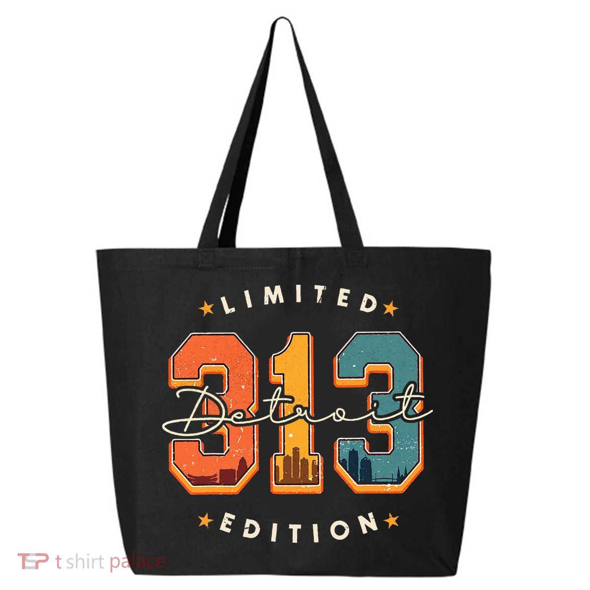 313 Detroit Area Code Skyline 25L Jumbo Tote