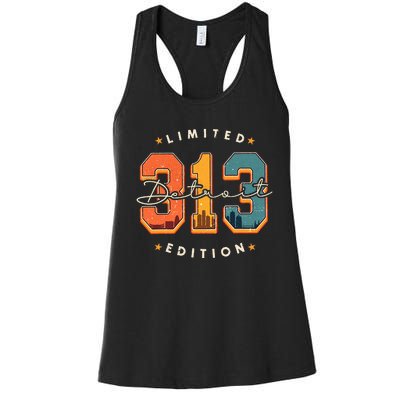 313 Detroit Area Code Skyline Women's Racerback Tank