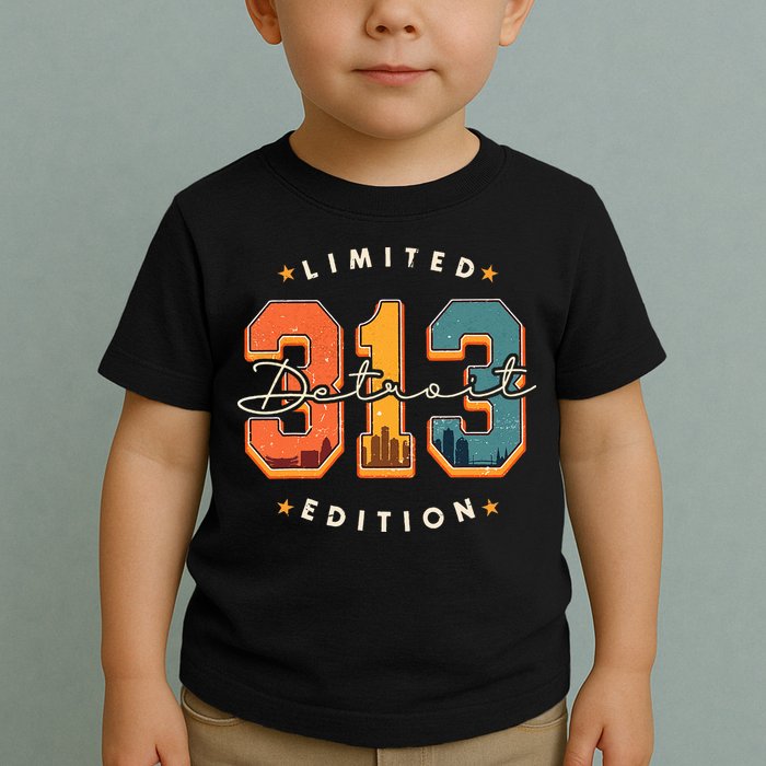 313 Detroit Area Code Skyline Toddler T-Shirt