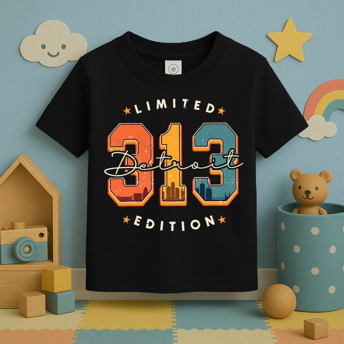 313 Detroit Area Code Skyline Toddler T-Shirt