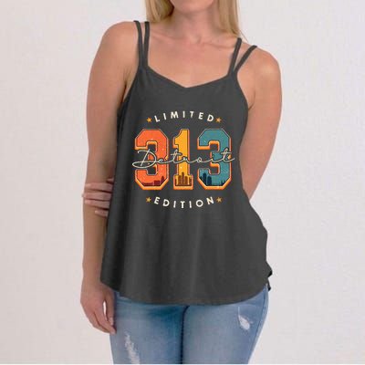 313 Detroit Area Code Skyline Women's Strappy Tank