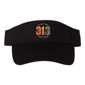 313 Detroit Area Code Skyline Valucap Bio-Washed Visor