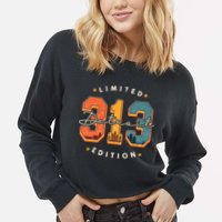 313 Detroit Area Code Skyline Cropped Pullover Crew
