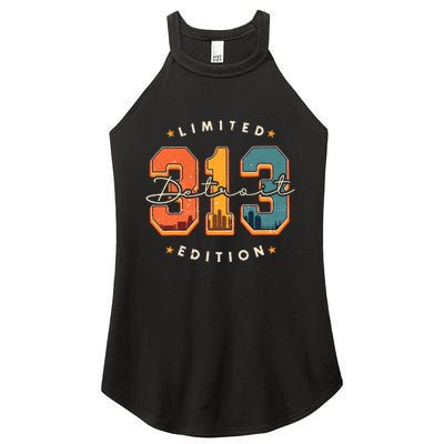 313 Detroit Area Code Skyline Women’s Perfect Tri Rocker Tank