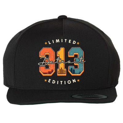 313 Detroit Area Code Skyline Wool Snapback Cap