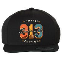 313 Detroit Area Code Skyline Wool Snapback Cap