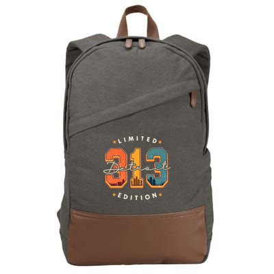 313 Detroit Area Code Skyline Cotton Canvas Backpack