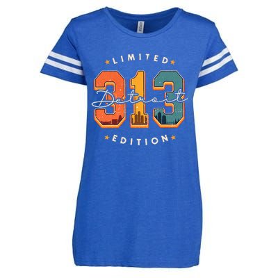 313 Detroit Area Code Skyline Enza Ladies Jersey Football T-Shirt