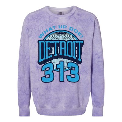 313 Detroit Area Code What Up Doe Hometown Colorblast Crewneck Sweatshirt