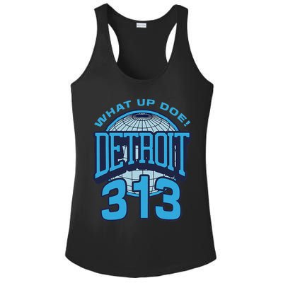 313 Detroit Area Code What Up Doe Hometown Ladies PosiCharge Competitor Racerback Tank